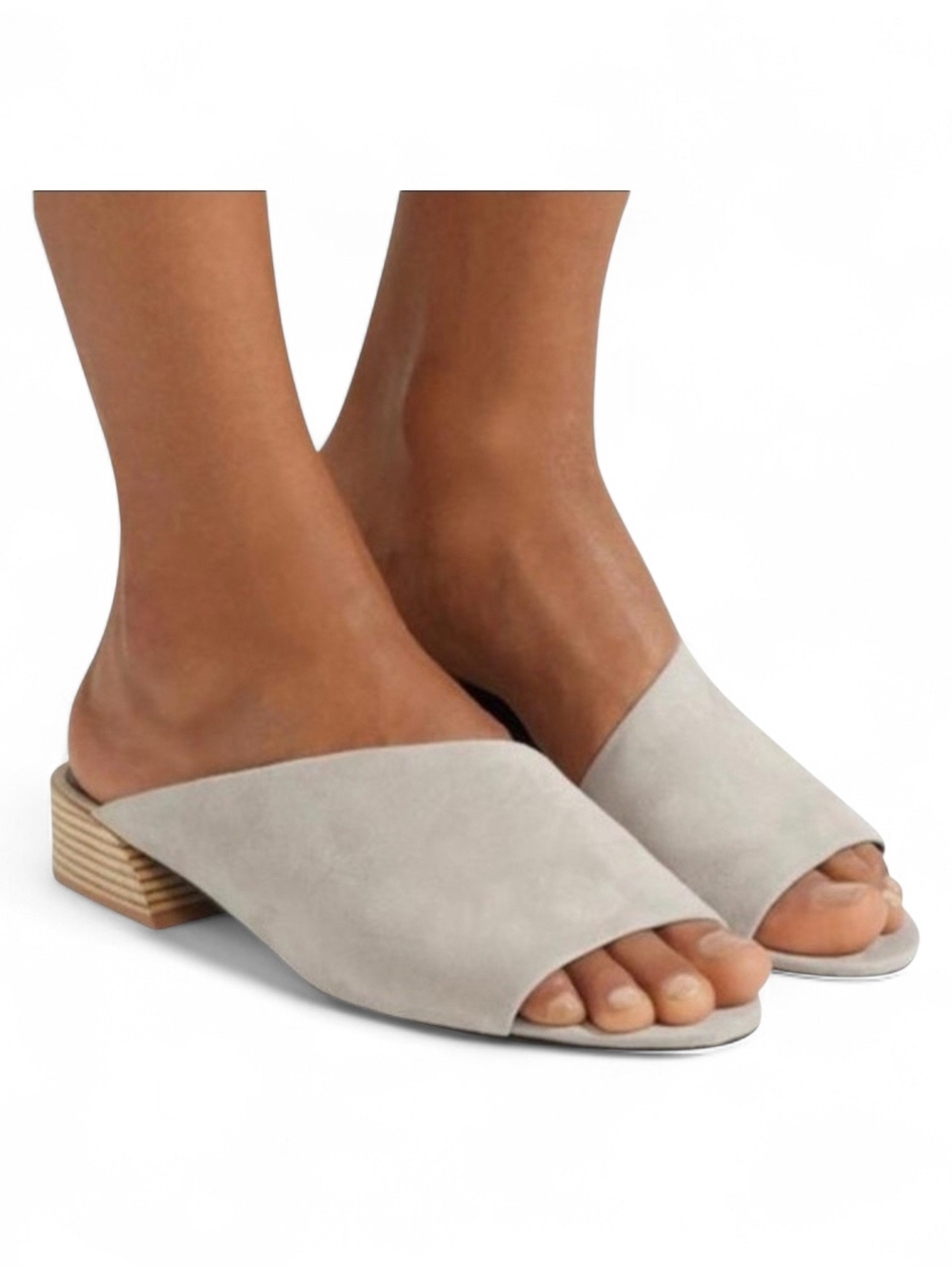 MERCEDES CASTILLO Irene Open-Toe Slide Mule in Taupe Suede